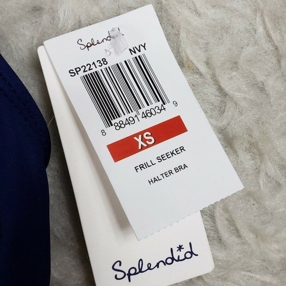 Splendid Frill Seeker Navy Blue Halter Bikini Top - Picture 6 of 8